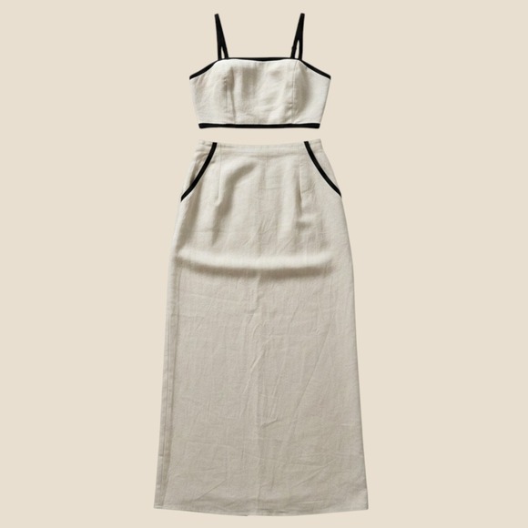 House of Harlow 1960 Dresses & Skirts - House of Harlow 1960 Linen Blend 2 Piece Crop Top Maxi Skirt Set Beige XS